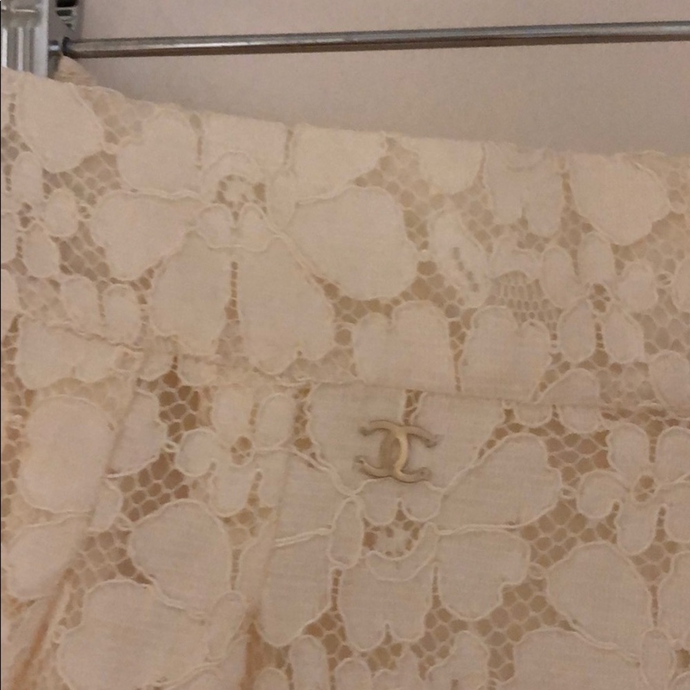 Chanel cream lace pant